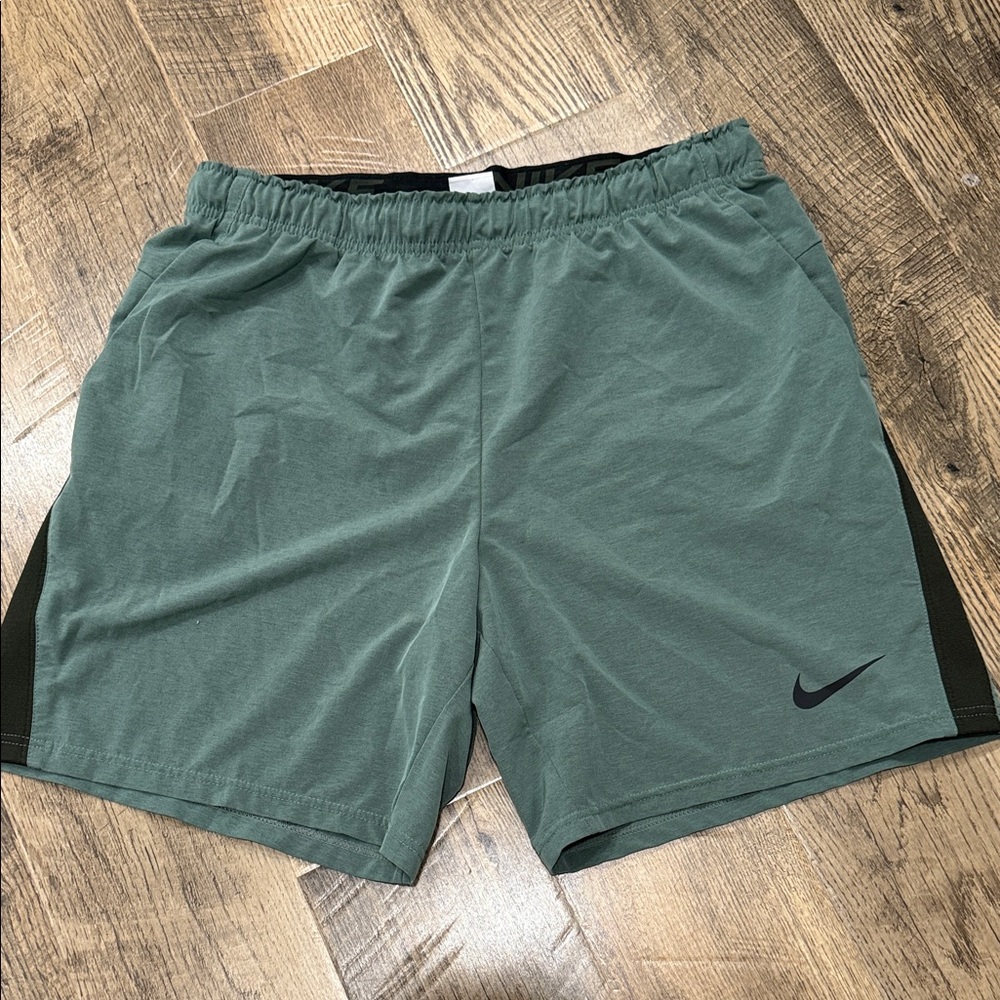 Nike Green Athletic Shorts with Elastic Waistband